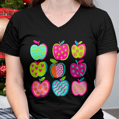 Best Student Shirt, Funny Back To School UnisexT-Shirt/Hoodie/Sweatshirt HLT00 - Cute Patchwork Preppy Apples Back to School Teacher Student T-Shirt (3)