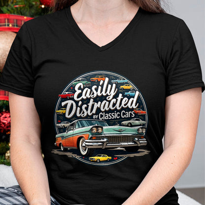 Best Mechanic Life Shirt, Funny Mechanic UnisexT-Shirt/Hoodie/Sweatshirt HLT00 - Easily Distracted By Classic Cars Shirt Vintage Old Car Guy T-Shirt