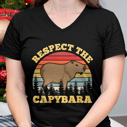 Cute Capybara Shirt, Funny Capybara Unisex T-Shirt/Hoodie/Sweatshirt HLT00 - Respect The Capybara Funny Capibara Rodent Animal Lover T-Shirt