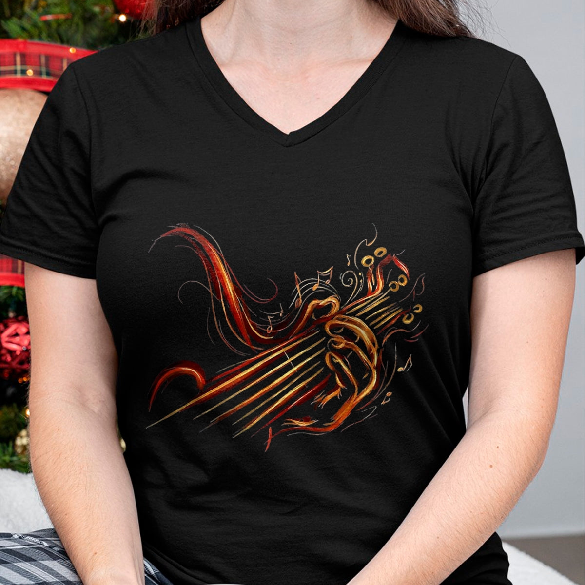 Guitar Lover Shirt, Funny Guitar UnisexT-Shirt/Hoodie/Sweatshirt HLT00 - Abstract Fire Guitar Art Playing Guitar Guitarist Music T-Shirt, Men, Black, 3X-Large
