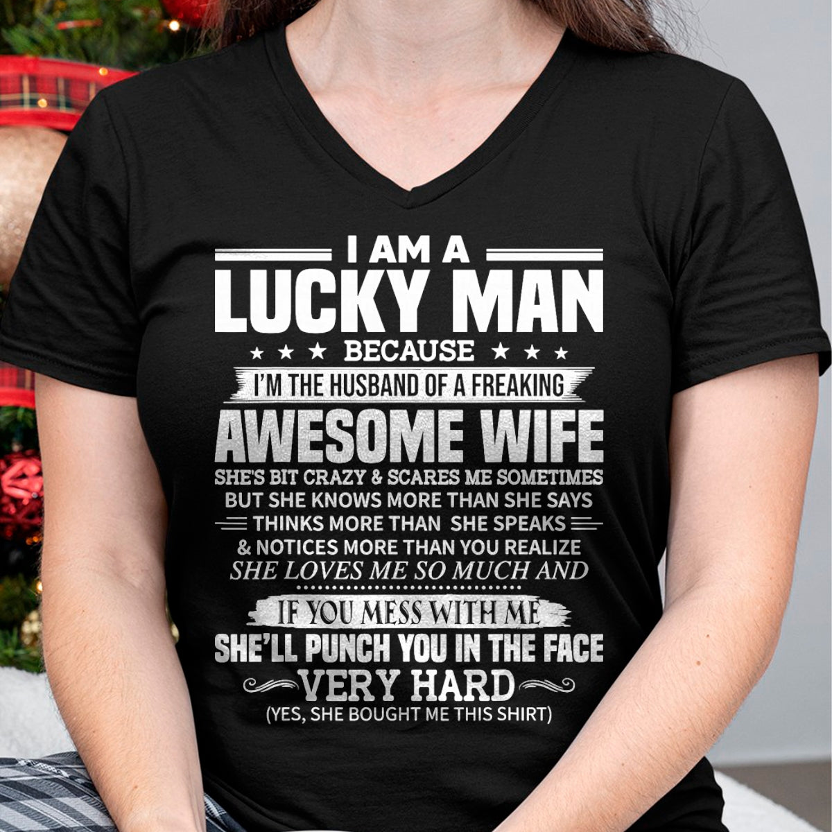 Best Husband Shirt, Wife and Husband Unisex T-Shirt/Hoodie/Sweatshirt HLT00 - A lucky man because I_m husband of a freaking awesome wife T-Shirt