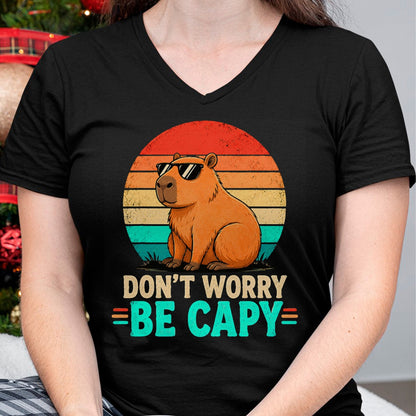 Cute Capybara Shirt, Funny Capybara Unisex T-Shirt/Hoodie/Sweatshirt HLT00 - Funny Be Capy Relaxed Capybara Vintage Cartoon Graphic T-Shirt