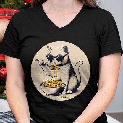 Cat Love Shirt, Funny Cat Lover Gift UnisexT-Shirt/Hoodie/Sweatshirt HLT00 - Cat Eating Mac and Cheese Men Women Girls Kids T-Shirt (1)