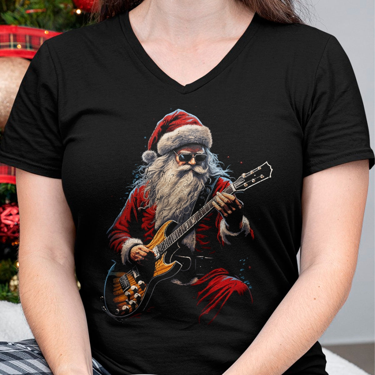 Guitar Lover Shirt, Funny Guitar UnisexT-Shirt/Hoodie/Sweatshirt HLT00 - Rock Guitar Santa Claus Playing Guitar - Funny Christmas T-Shirt