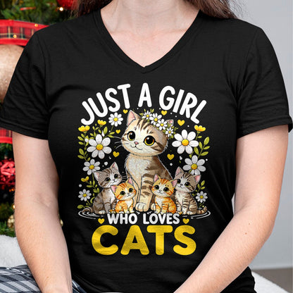 Cat Love Shirt, Funny Cat Lover Gift UnisexT-Shirt/Hoodie/Sweatshirt HLT00 - Cute Cat Lover Just A Girl Who Loves Cats T-Shirt (1)