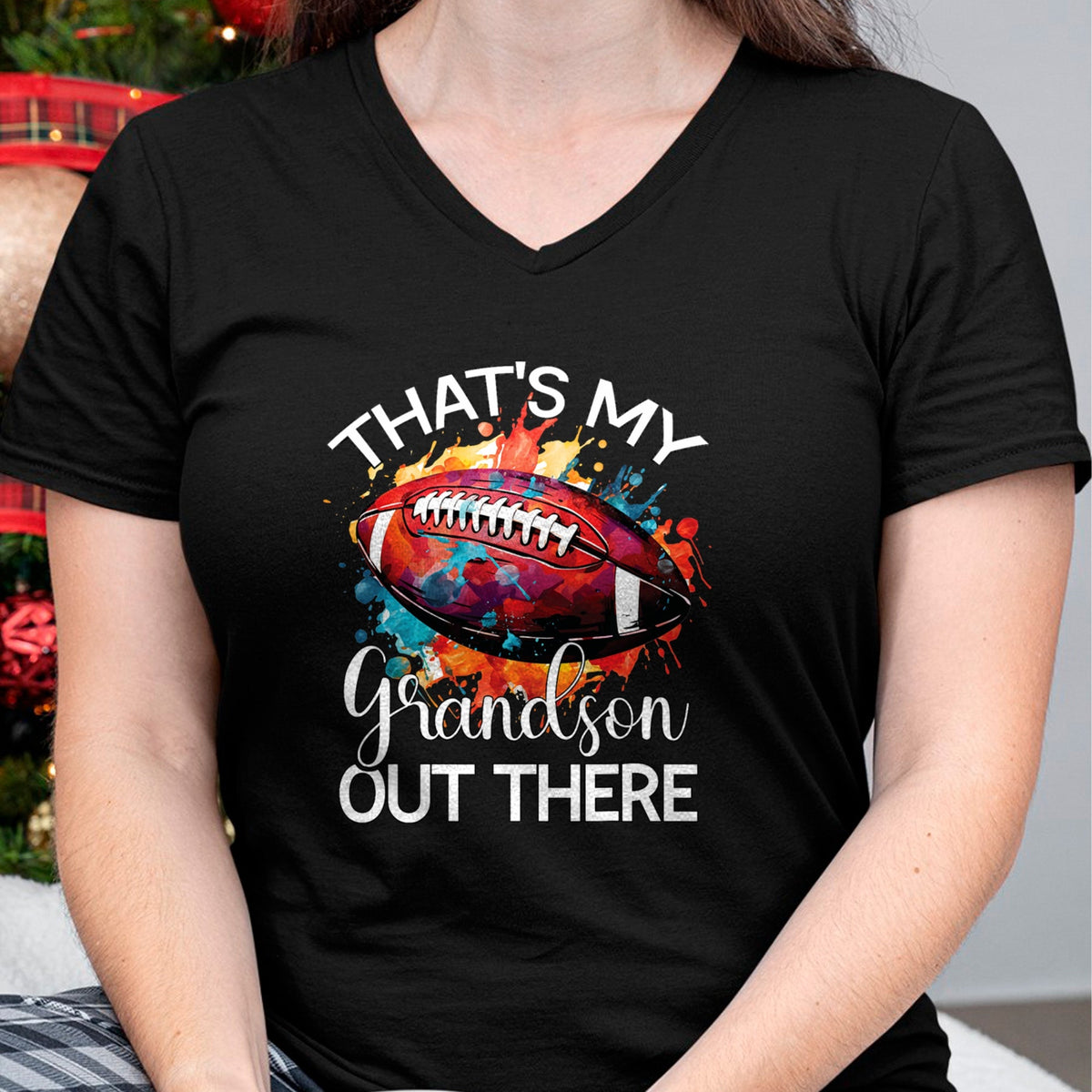 Best Grandma Shirt, Proud Grandma Unisex T-Shirt/Hoodie/Sweatshirt HLT00 - That's My Grandson Out There Football Grandma Grandpa T-Shirt (2)