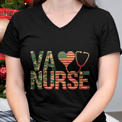 Proud Veteran Shirt, Funny Veteran UnisexT-Shirt/Hoodie/Sweatshirt HLT00 - VA Nurse Stethoscope Heart American Flag Camouflage Retro T-Shirt