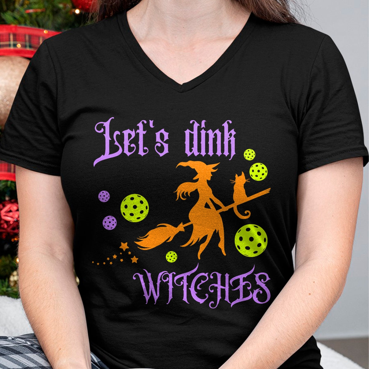 Funny Pickleball Shirt, Pickleball Lover Unisex T-Shirt/Hoodie/Sweatshirt HLT00 - Halloween Pickleball Let's Dink Witches T-Shirt