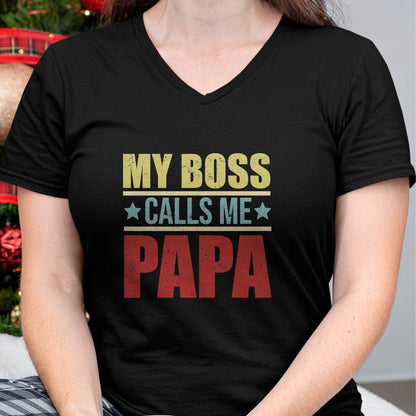 Gift for Dad Shirt, Funny Dad Unisex T-Shirt/Hoodie/Sweatshirt HLT00 – Vintage My Boss Calls Me Papa Father_s Day Proud Papa T-Shirt