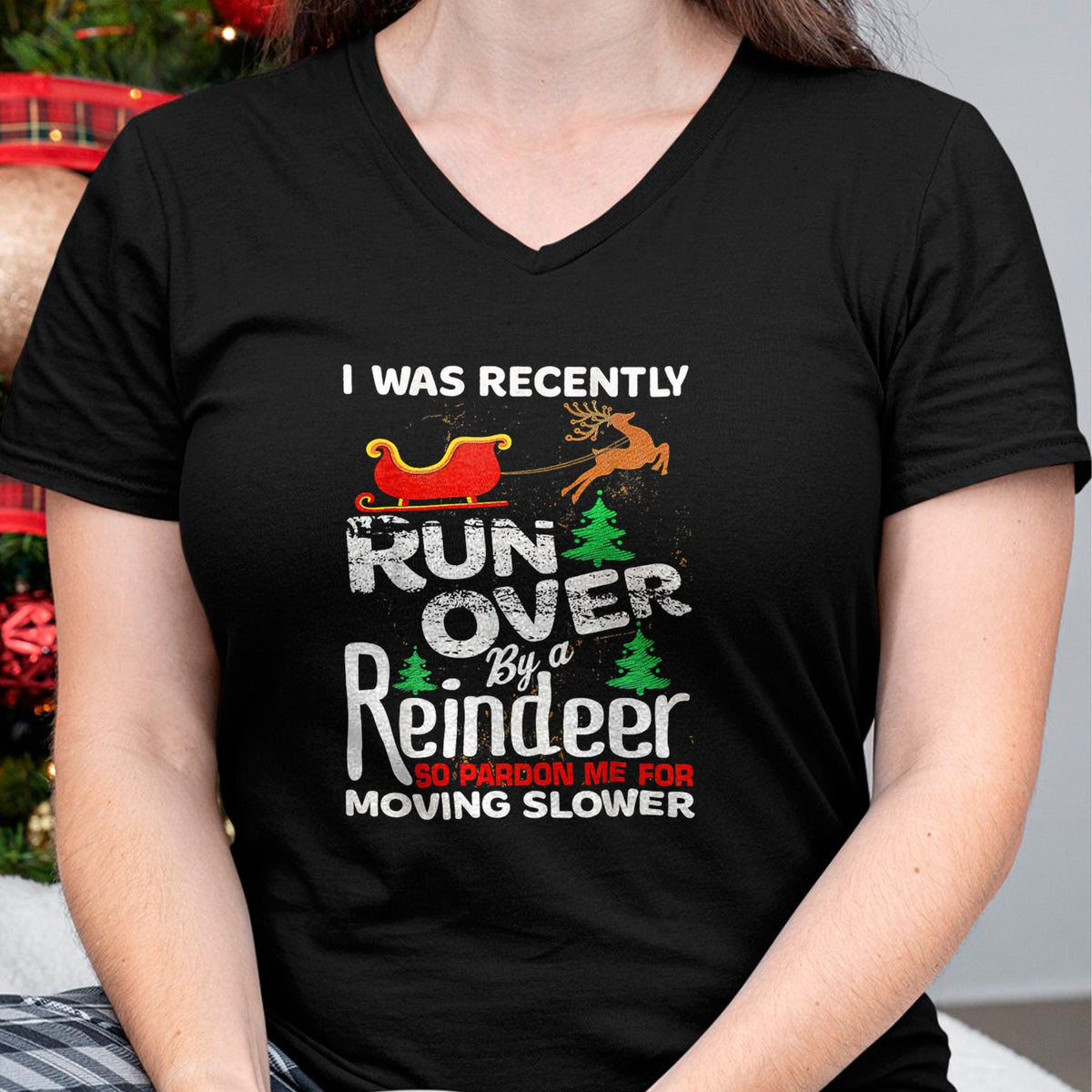 Best Grandma Shirt, Proud Grandma Unisex T-Shirt/Hoodie/Sweatshirt HLT00 - Grandma Got Run Over By A Reindeer Christmas So Pardon Me T-Shirt