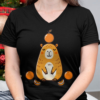 Cute Capybara Shirt, Funny Capybara Unisex T-Shirt/Hoodie/Sweatshirt HLT00 - Kawaii Capybara Orange Long Sleeve T-Shirt (1)