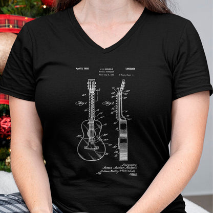 Guitar Lover Shirt, Funny Guitar UnisexT-Shirt/Hoodie/Sweatshirt HLT00 - Acoustic Guitar Vintage Patent Print 1932 T-Shirt - Black, Unisex-Adults, Small, Long Sleeve