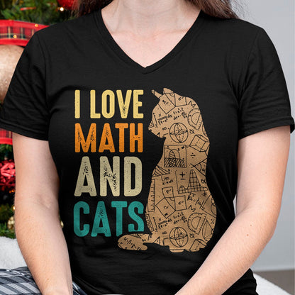 Cat Love Shirt, Funny Cat Lover Gift UnisexT-Shirt/Hoodie/Sweatshirt HLT00 - I Love Math And Cats Funny Cat Lover Math Teacher T-Shirt (1)