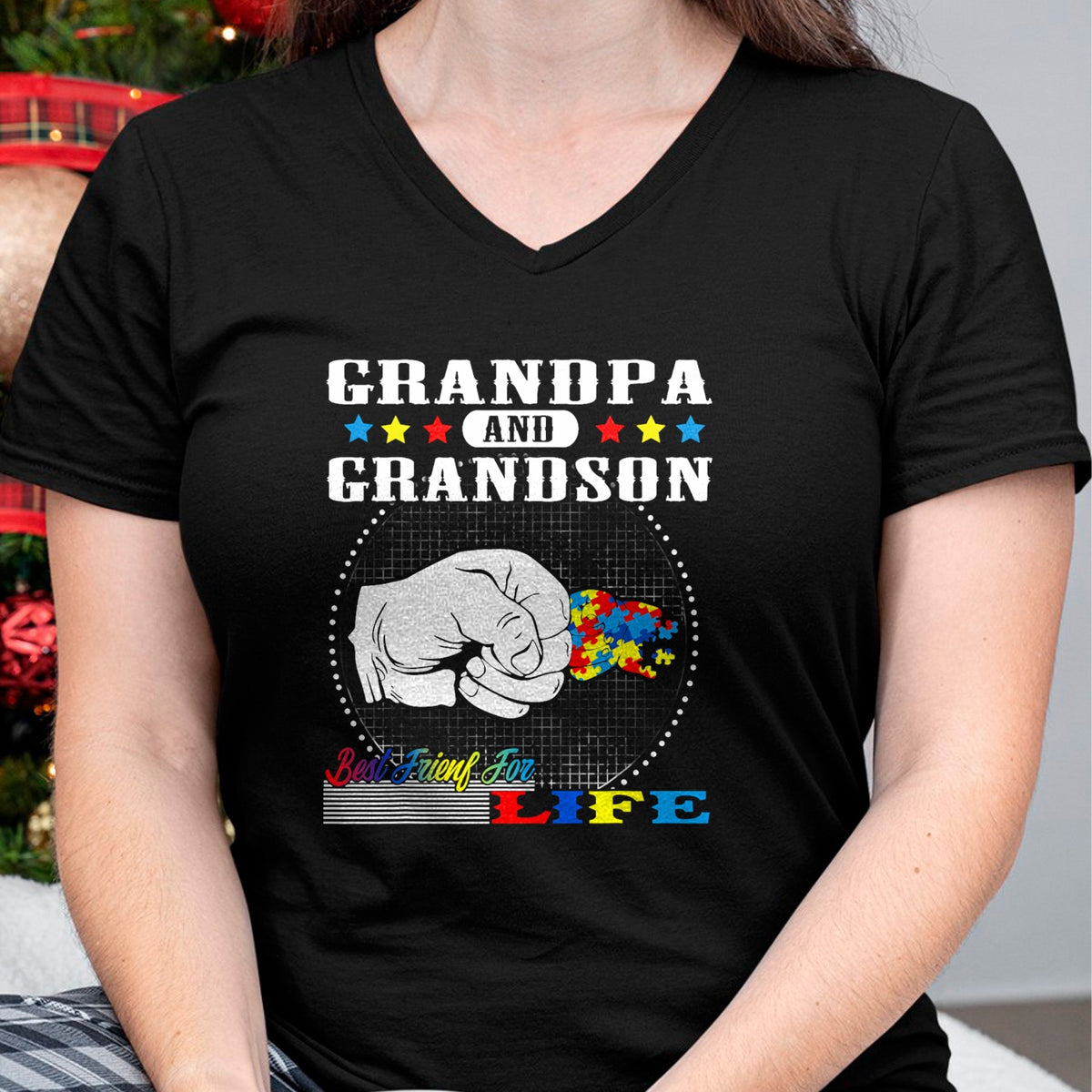 Best Grandpa Shirt, Proud Grandpa Unisex T-Shirt/Hoodie/Sweatshirt HLT00 - Autism Awareness Grandpa Grandson Best Friend for Life Gift T-Shirt
