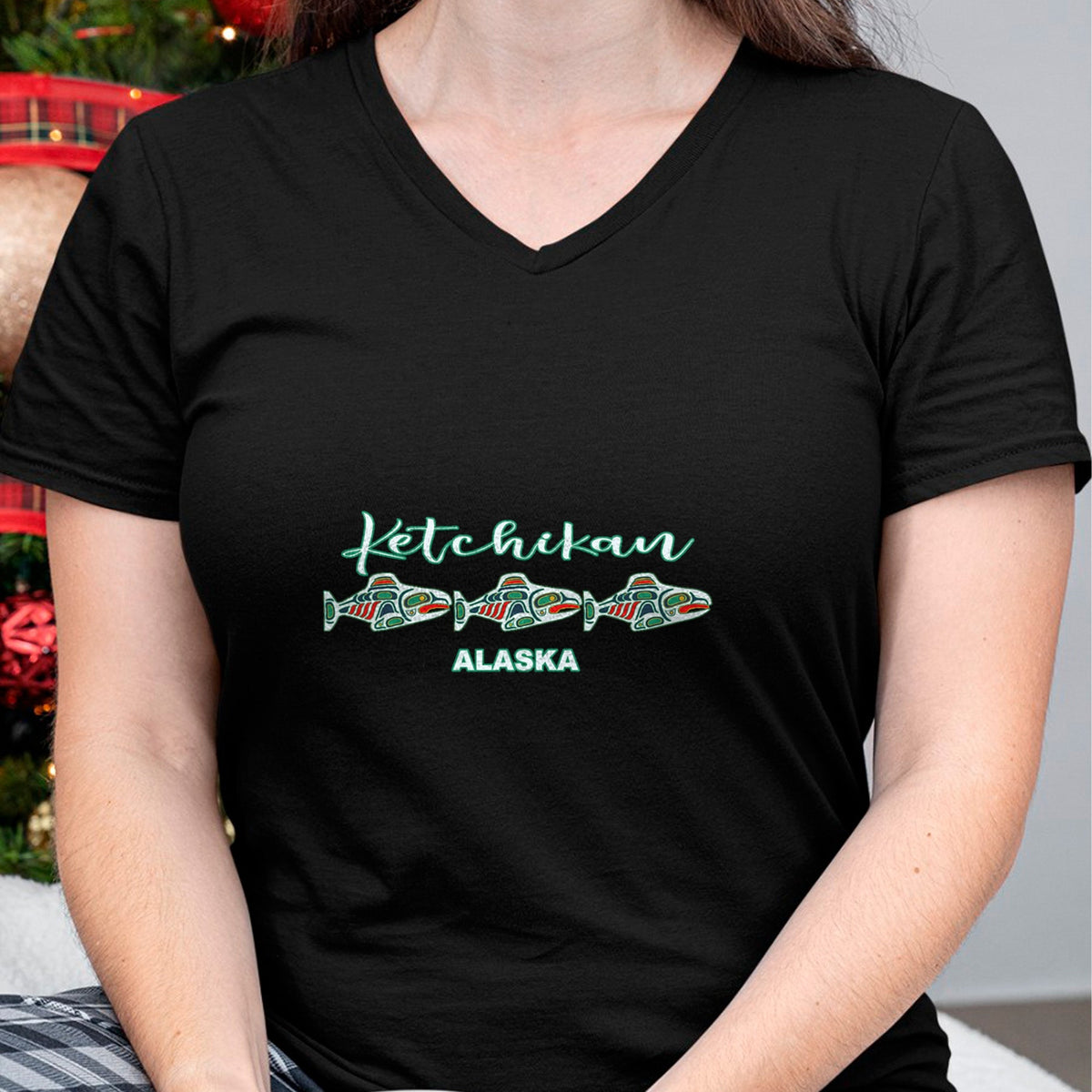 Native American T-Shirts, Vintage Native American Unisex T-Shirt/Hoodie/Sweatshirt HLT00 - Ketchikan Alaska Native Art Salmon Fishing Capital Souvenir