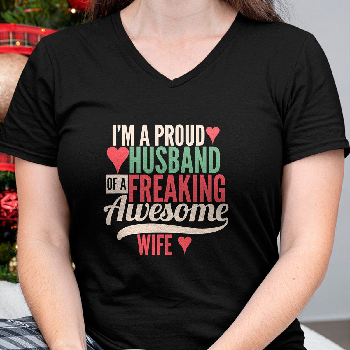 Best Wife Shirt, Wife and Husband Unisex T-Shirt/Hoodie/Sweatshirt HLT00 - Mens Proud Husband of a freaking awesome wife T-Shirt (1)