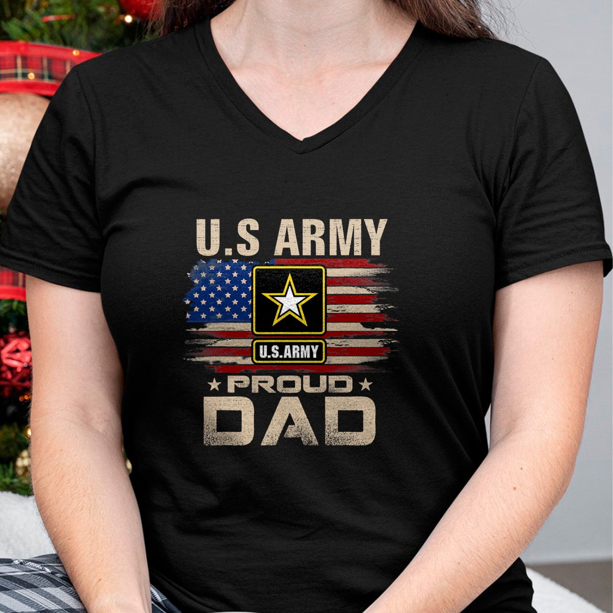 Gift for Dad Shirt, Funny Dad Unisex T-Shirt/Hoodie/Sweatshirt HLT00 – Vintage U.S Army Proud Dad With American Flag T-Shirt