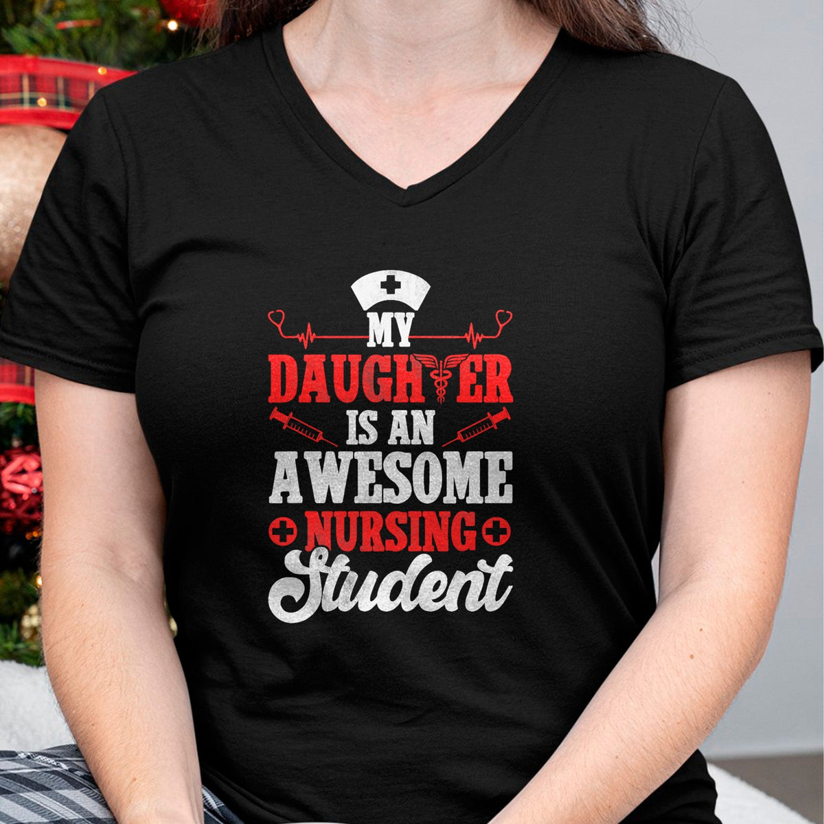 Funny Nurse Shirt, Nurse Unisex T-Shirt/Hoodie/Sweatshirt HLT00 - My Daughter Is An Awesome Nursing Student - Nurse Daughter T-Shirt