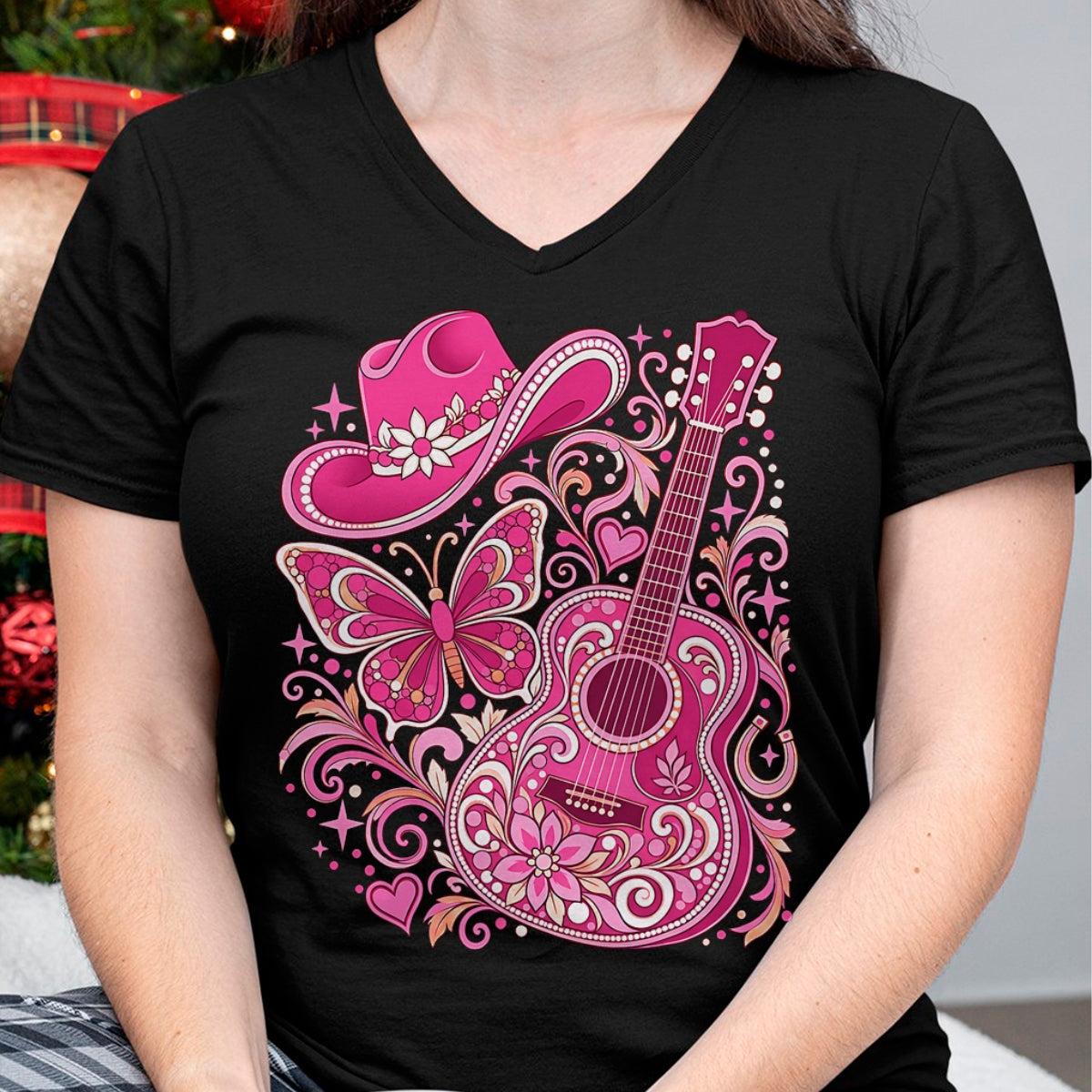 Guitar Lover Shirt, Funny Guitar UnisexT-Shirt/Hoodie/Sweatshirt HLT00 - Western Cowgirl Guitar Women Girls T-Shirt