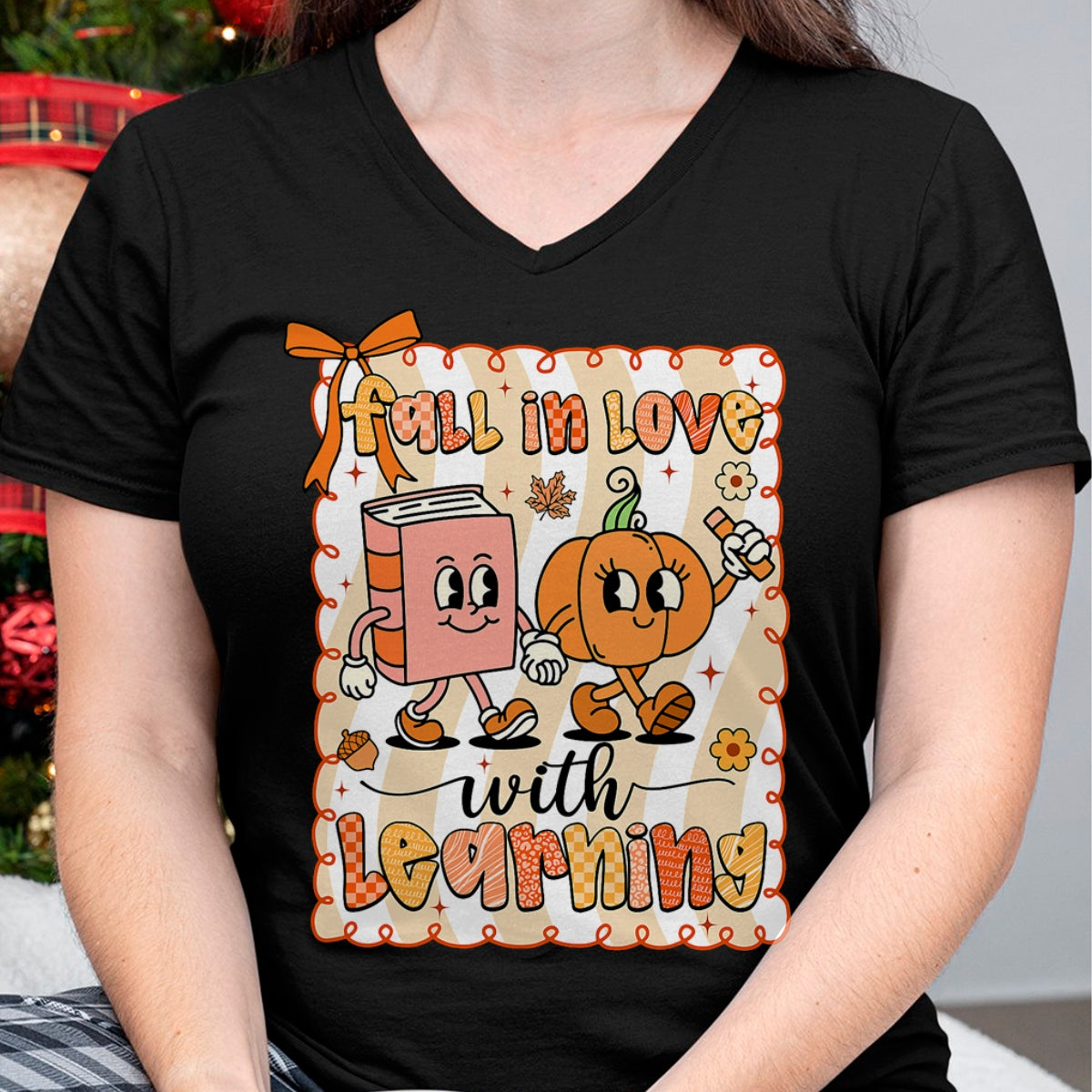 Best Thanksgiving Family Shirt , Funny Thanksgiving UnisexT-Shirt/Hoodie/Sweatshirt HLT00 - Pumpkin Teacher Preppy Fall in Love with Learning Autumn T-Shirt