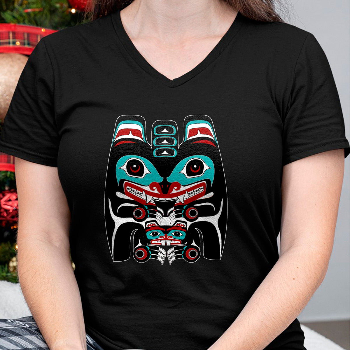 Native American T-Shirts, Vintage Native American Unisex T-Shirt/Hoodie/Sweatshirt HLT00 - Indigenous Alaska Native American Art Style Bear & Beaver