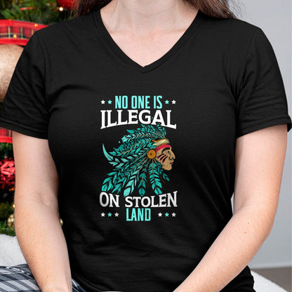 Native American T-Shirts, Vintage Native American Unisex T-Shirt/Hoodie/Sweatshirt HLT00 - No One Is Illegal On Stolen Land Indigenous Native American
