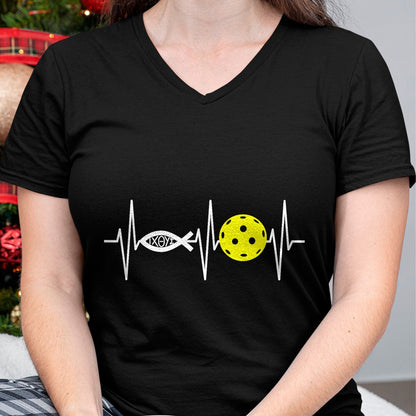 Funny Pickleball Shirt, Pickleball Lover Unisex T-Shirt/Hoodie/Sweatshirt HLT00 - Christian Shirt Pickleball Player Ichthys Jesus Fish Symbol T-Shirt