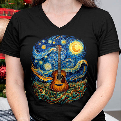 Guitar Lover Shirt, Funny Guitar UnisexT-Shirt/Hoodie/Sweatshirt HLT00 - Acoustic Guitar Starry Night Music Lover Art Men Women Kid T-Shirt