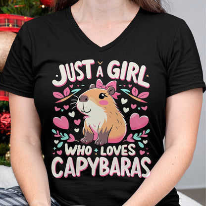 Cute Capybara Shirt, Funny Capybara Unisex T-Shirt/Hoodie/Sweatshirt HLT00 - Just a Girl who Loves Capybaras T-Shirt