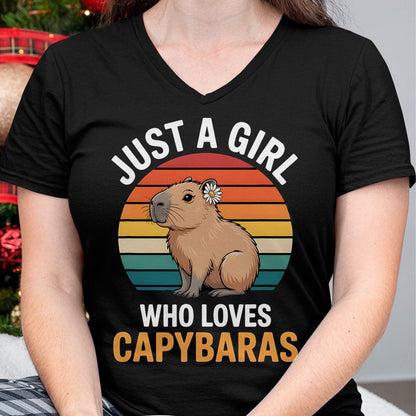 Cute Capybara Shirt, Funny Capybara Unisex T-Shirt/Hoodie/Sweatshirt HLT00 - Girls Capybara T-Shirt (1)