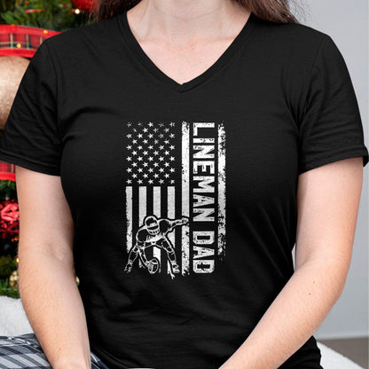 Gift for Dad Shirt, Funny Dad Unisex T-Shirt/Hoodie/Sweatshirt HLT00 – Football Line Dad Of A Football Lineman Father US Flag T-Shirt