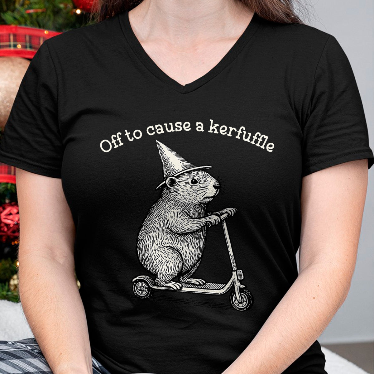 Cute Capybara Shirt, Funny Capybara Unisex T-Shirt/Hoodie/Sweatshirt HLT00 - Off to Cause A Kerfuffle Funny Capybara Meme T-Shirt
