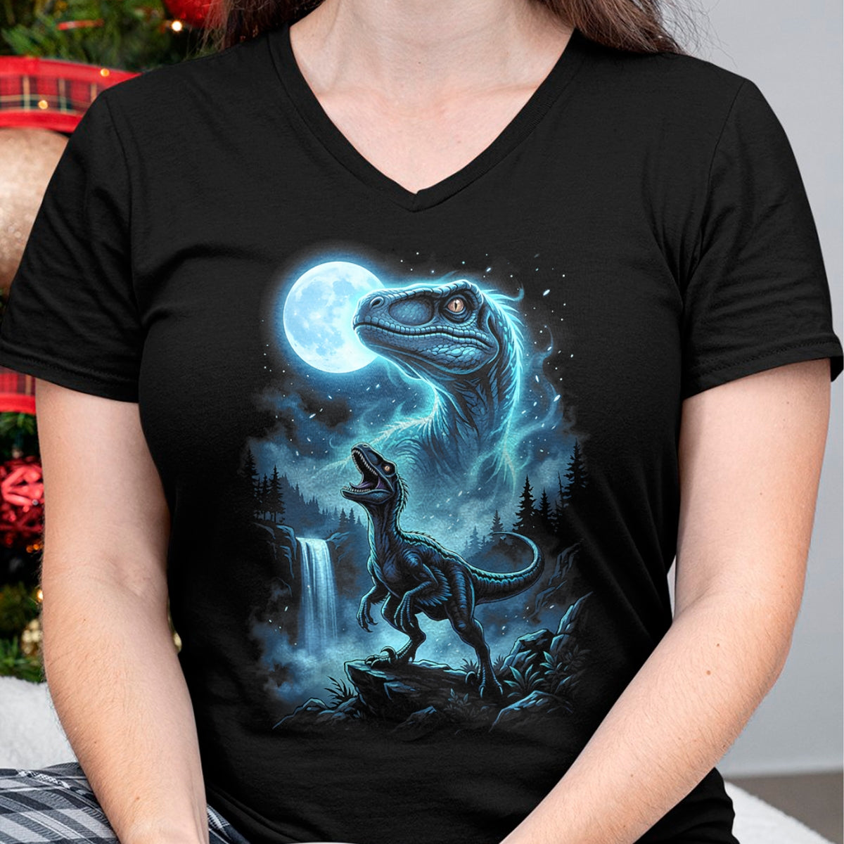 Best Dinosaur Lover Shirt, Funny Dinosaur UnisexT-Shirt/Hoodie/Sweatshirt HLT00 - Velociraptor Silhouette Mystical Moon Dinosaur T-Shirt