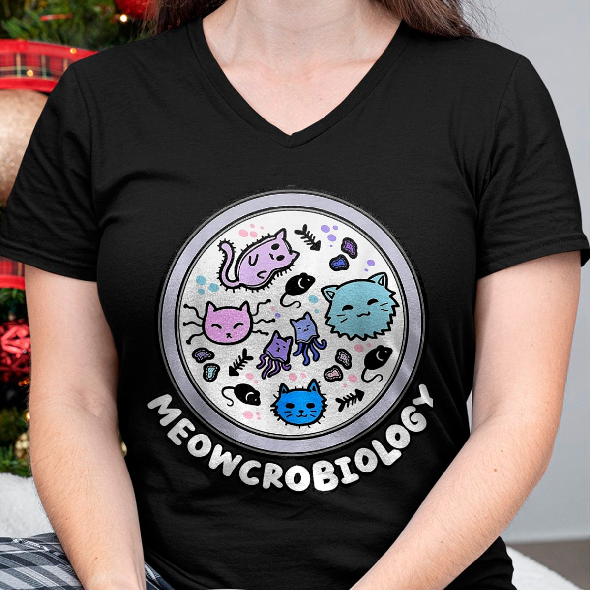 Cat Love Shirt, Funny Cat Lover Gift UnisexT-Shirt/Hoodie/Sweatshirt HLT00 - Meowcrobiology Microscopic Cats Science Pet School Biology T-Shirt, Women, Grass Green, Medium