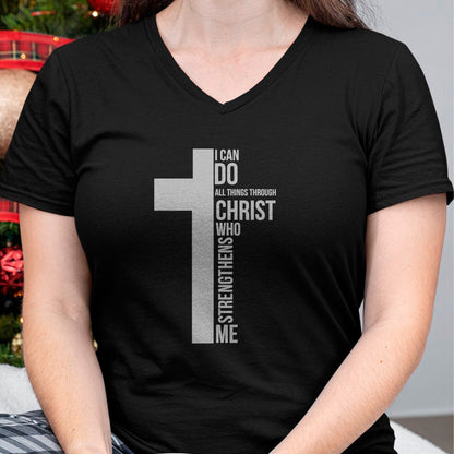 Christian Tee, Christian Faith Unisex T-Shirt/Hoodie/Sweatshirt HLT00 - I Can Do All Things Through Christ Who Strengthens Me Cross T-Shirt