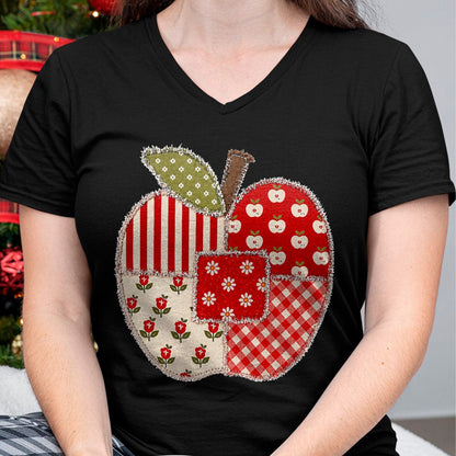 Best Teacher Shirt, Funny Teacher UnisexT-Shirt/Hoodie/Sweatshirt HLT00 - Cute Patchwork Preppy Apples Back to School Teacher Student T-Shirt