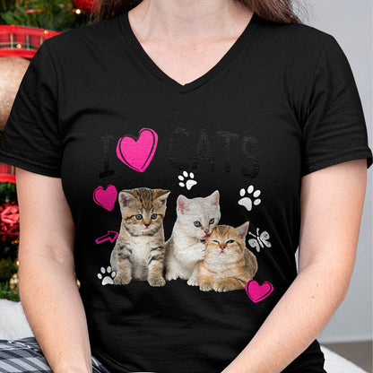 Cat Love Shirt, Funny Cat Lover Gift UnisexT-Shirt/Hoodie/Sweatshirt HLT00 - Cat Lover Tee Cute I Love Cats Kittens Hearts Paws Gift Idea T-Shirt