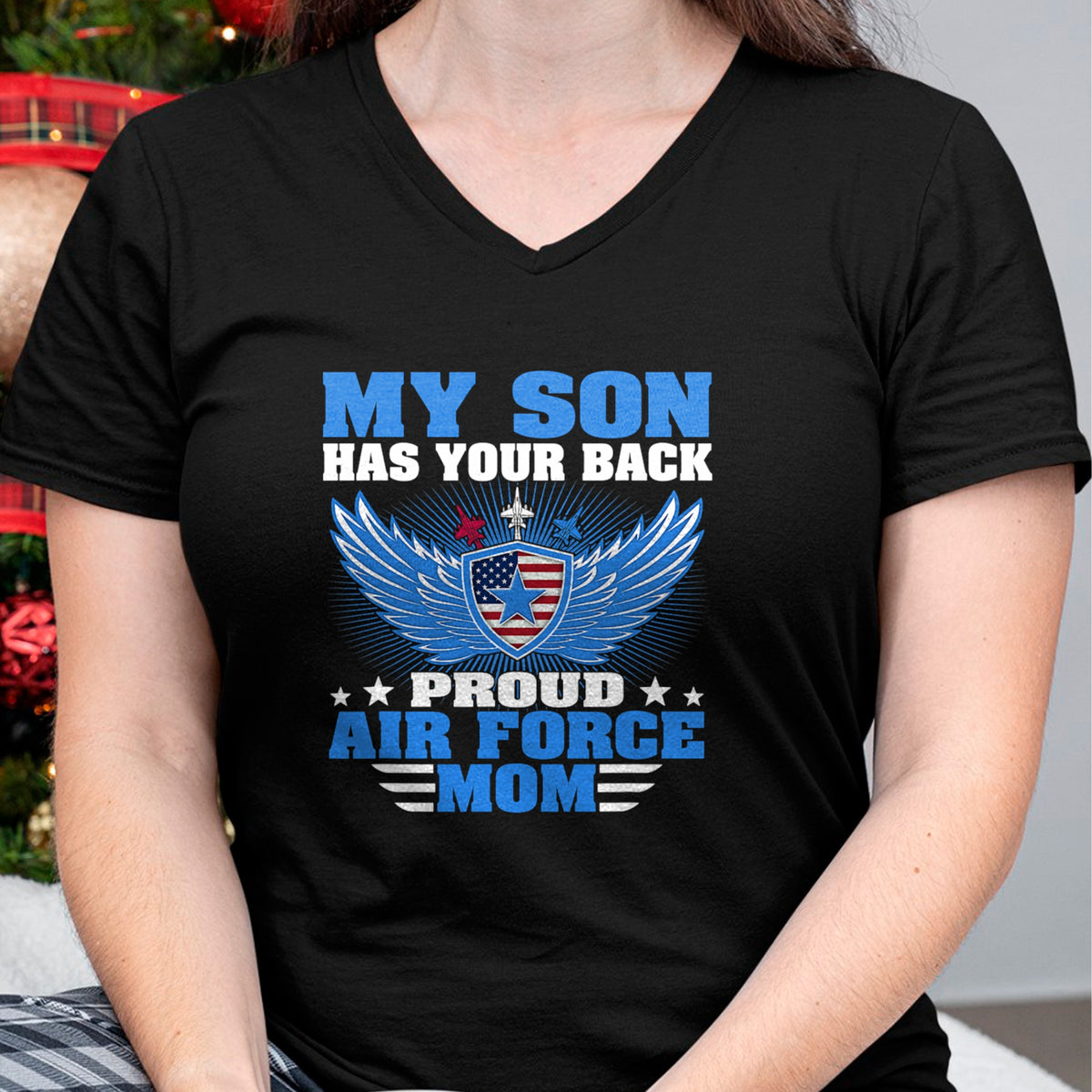 Gift for Mom Shirt, Funny Mom Unisex T-Shirt/Hoodie/Sweatshirt HLT00 - My Son Has Your Back Proud Air Force Mom Military Mother T-Shirt