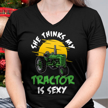 Best Farmer Life Shirt, Funny Farmer UnisexT-Shirt/Hoodie/Sweatshirt HLT00 - she thinks my tractor is sexy Design perfect for any farmer T-Shirt