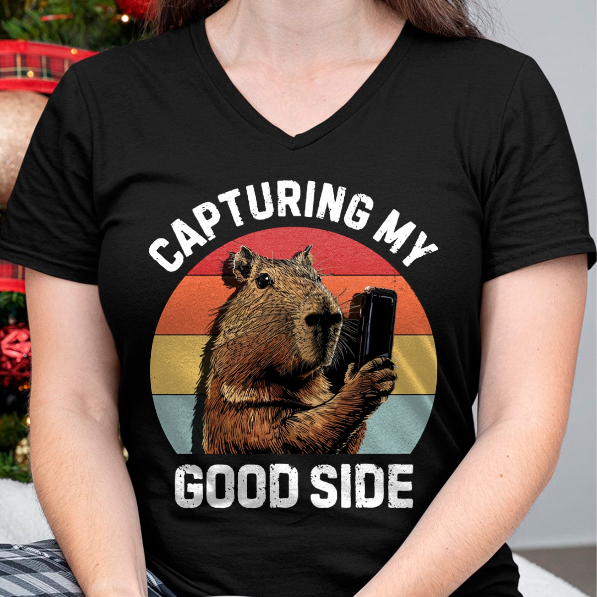 Cute Capybara Shirt, Funny Capybara Unisex T-Shirt/Hoodie/Sweatshirt HLT00 - Capybara Selfie Long Sleeve T-Shirt