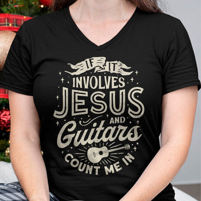 Guitar Lover Shirt, Funny Guitar UnisexT-Shirt/Hoodie/Sweatshirt HLT00 - If It Involves Jesus and Guitars Guitarist Christian Music T-Shirt