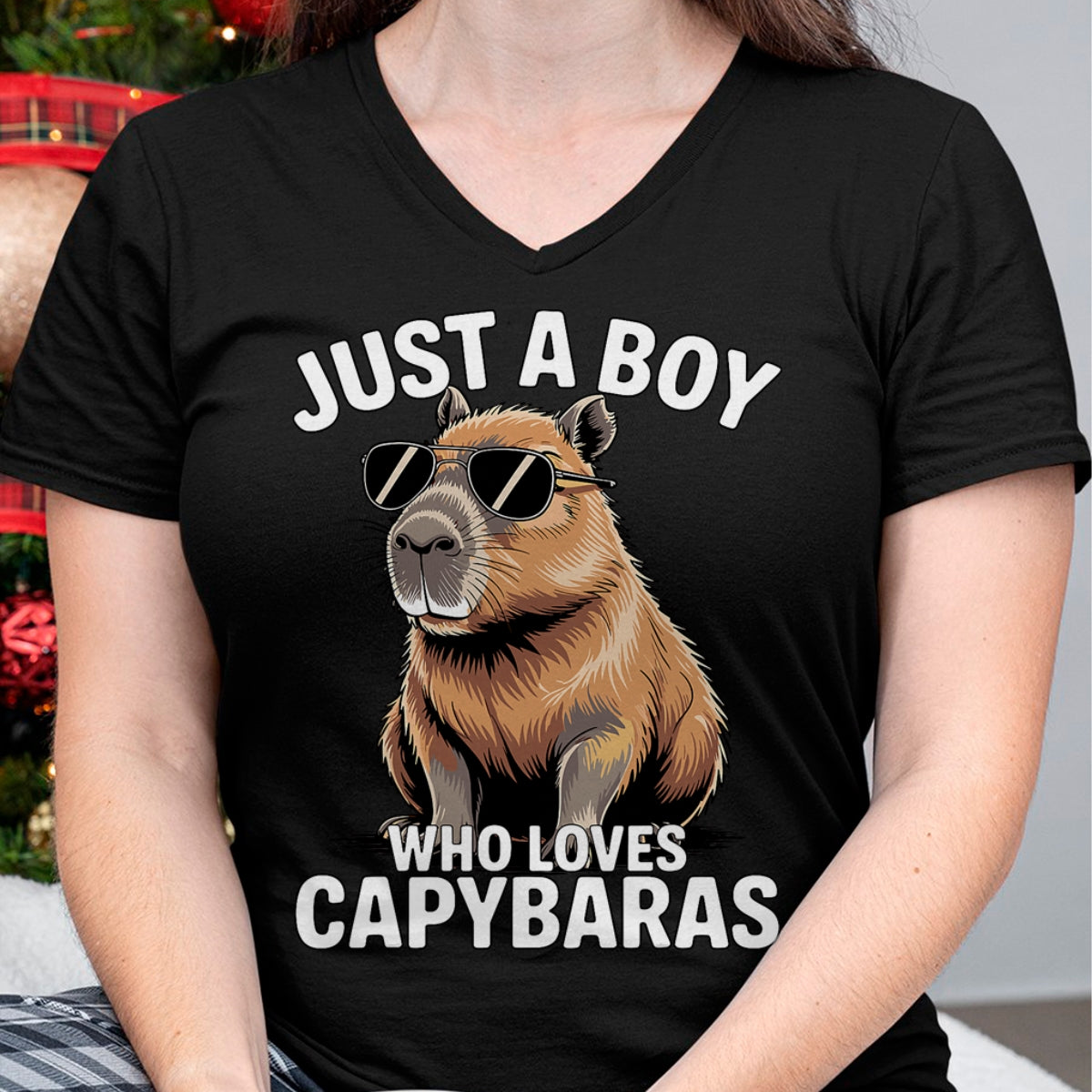 Cute Capybara Shirt, Funny Capybara Unisex T-Shirt/Hoodie/Sweatshirt HLT00 - Just a Boy who Loves Capybaras T-Shirt (1)