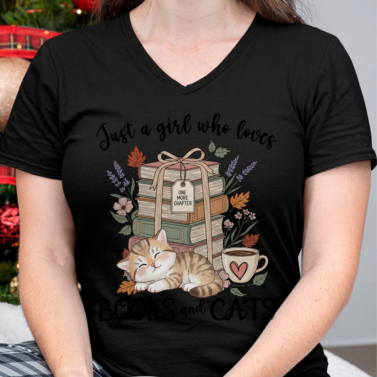 Cat Love Shirt, Funny Cat Lover Gift UnisexT-Shirt/Hoodie/Sweatshirt HLT00 - Pretty Just a Girl Who Loves Books and Cats Cat Lover Long Sleeve T-Shirt