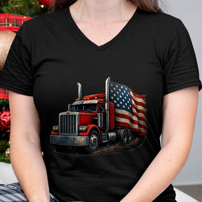 Best Truck Driver Life Shirt, Funny Trucker UnisexT-Shirt/Hoodie/Sweatshirt HLT00 - Us American Flag Semi Truck Driver Trucker T-Shirt, Men, Black, 3X-Large