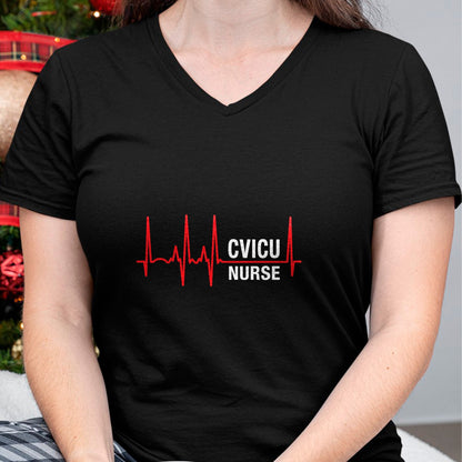 Funny Nurse Shirt, Nurse Unisex T-Shirt/Hoodie/Sweatshirt HLT00 - CVICU Nurse Cardiovascular ICU Nurse Heartbeat T-Shirt