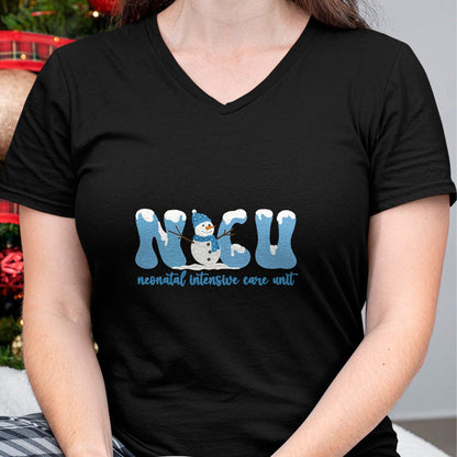 Funny Nurse Shirt, Nurse Unisex T-Shirt/Hoodie/Sweatshirt HLT00 - Winter NICU Nurse Xmas Snowman Neonatal Intensive Care Unit T-Shirt