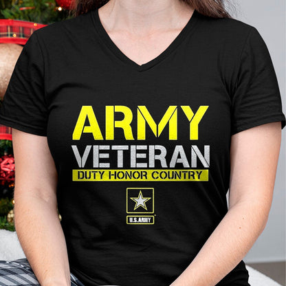 Proud Veteran Shirt, Funny Veteran UnisexT-Shirt/Hoodie/Sweatshirt HLT00 - US Army Veteran Duty Honor Land T-Shirt, Men, Black, 3X-Large