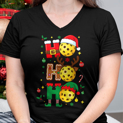 Funny Pickleball Shirt, Pickleball Lover Unisex T-Shirt/Hoodie/Sweatshirt HLT00 - Ho Ho Ho Pickleball Christmas, Funny Paddle Players Holiday T-Shirt