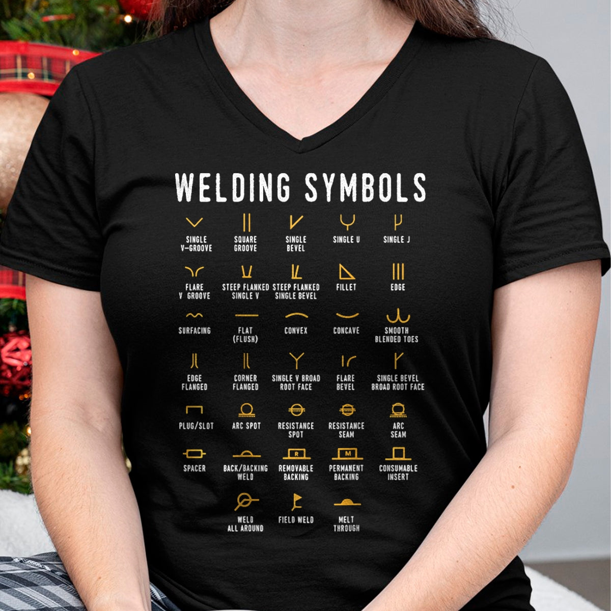 Best Mechanic Life Shirt, Funny Mechanic UnisexT-Shirt/Hoodie/Sweatshirt HLT00 - Welding Symbols - Funny Welder (On Back) T-Shirt