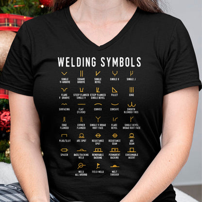 Best Mechanic Life Shirt, Funny Mechanic UnisexT-Shirt/Hoodie/Sweatshirt HLT00 - Welding Symbols - Funny Welder (On Back) T-Shirt